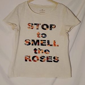 Talbots Women's Medium Shirt "Stop to Smell the Roses"
